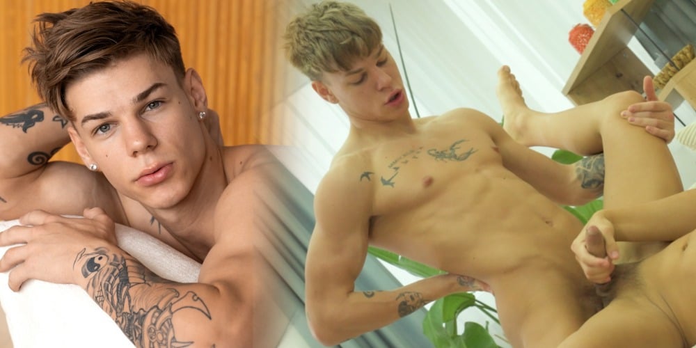 , WEB: Tatoued twunk Luca Filipi fait ses débuts porno gay baise Ennio Leone à Freshmen